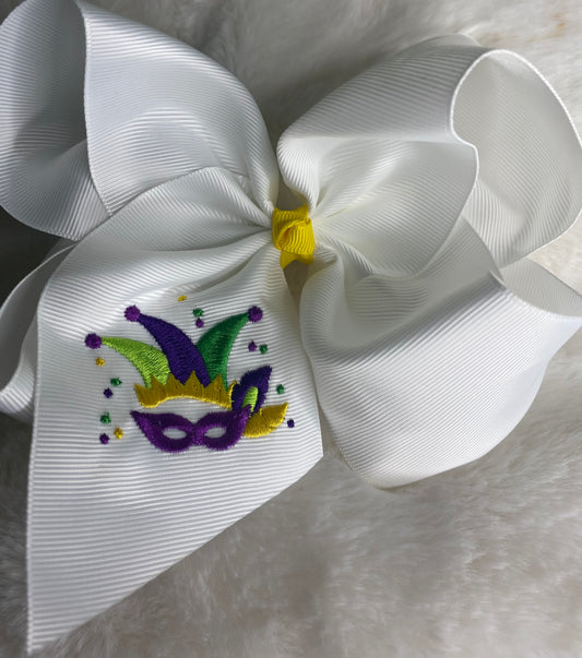 Mask Embroidery Hair Bow