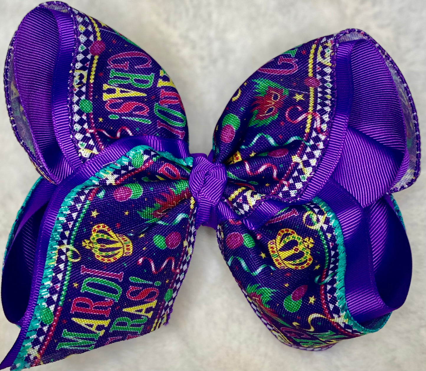 Purple Mardi Confetti Bow