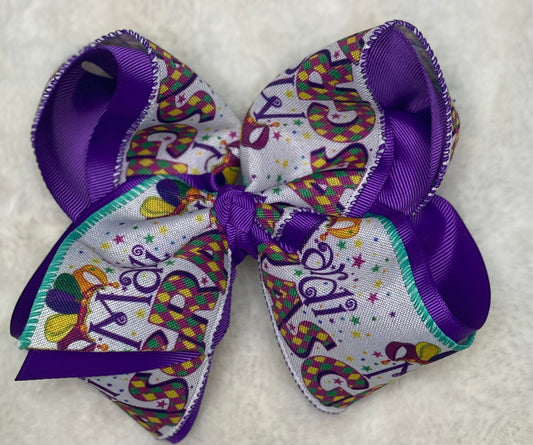 Mardi Gras Star Hair Bow